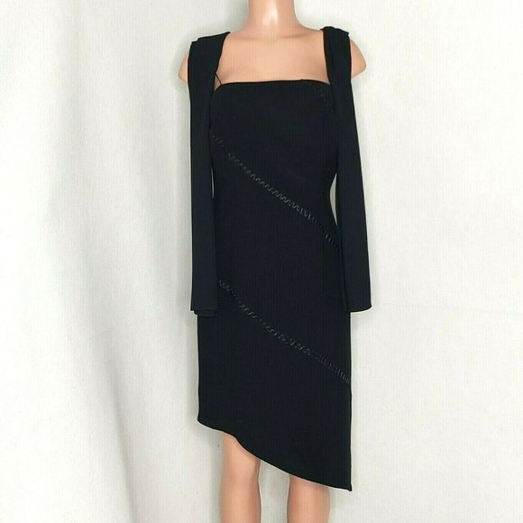 Donna Morgan NWOT Black Asymmetrical Dress Spaghetti Straps or Strapless - Picture 2 of 7